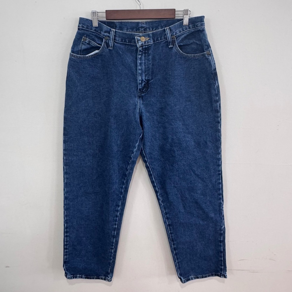 Wrangler Blues Womens Vintage Dark Wash Straight Leg Jeans Size 14x32